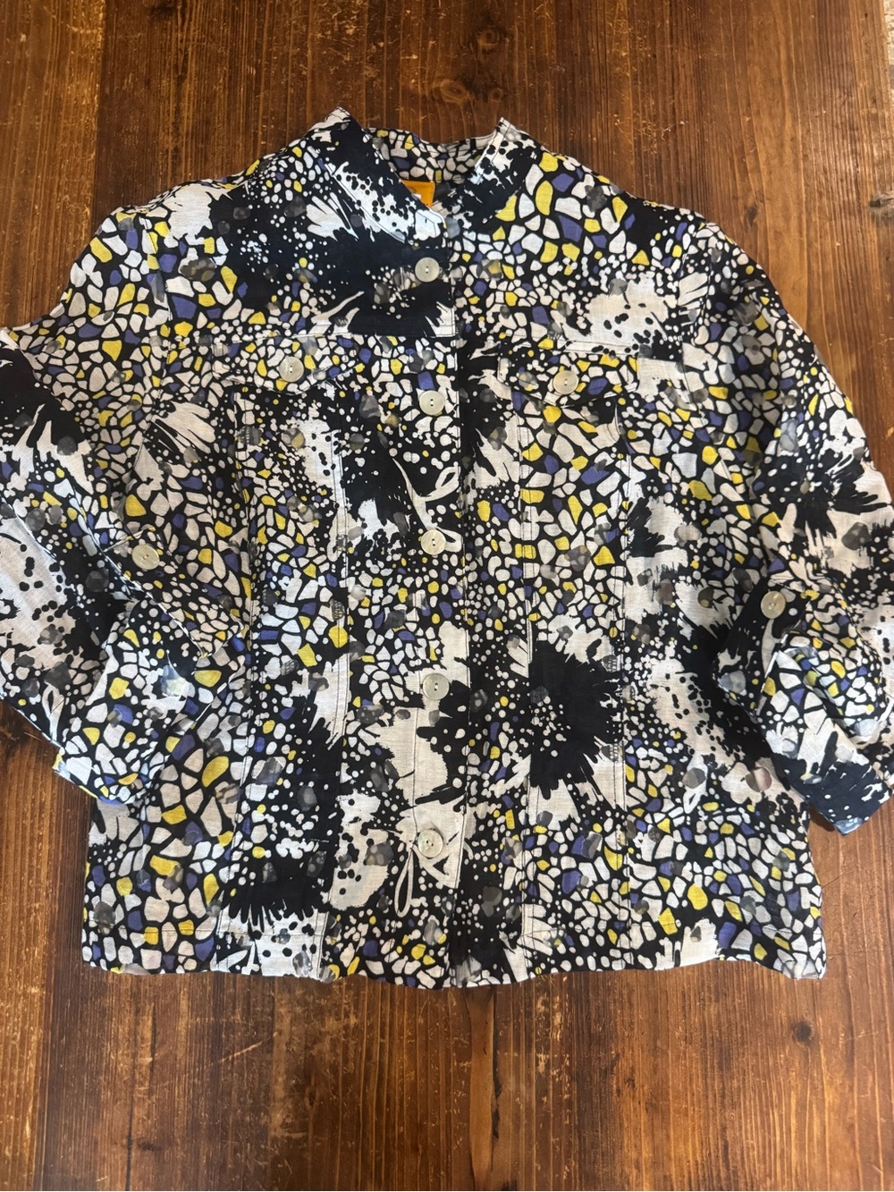 Ruby Rd. Women’s Button-Front Shirt in Black, White, Yellow & Purple